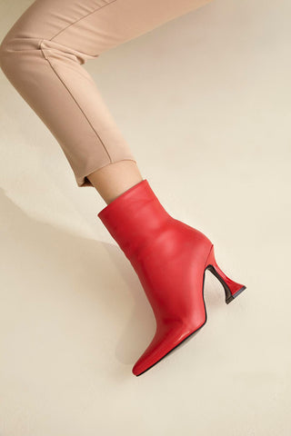 Seductive Fermuarlı Kalın Topuk 8 Cm Kırmızı Bot