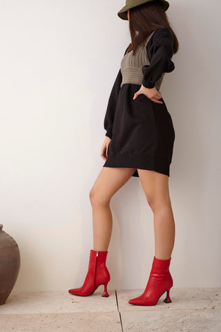 Seductive Fermuarlı Kalın Topuk 8 Cm Kırmızı Bot