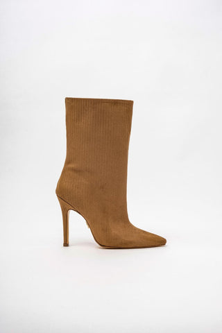 Aplopa İnce Topuk 10 Cm Camel Fitilli Süet Bot