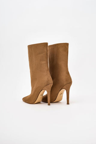 Aplopa İnce Topuk 10 Cm Camel Fitilli Süet Bot