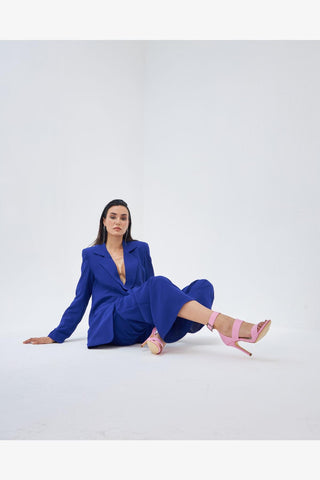Florina Üç Bantlı İnce Topuk 10 Cm Pembe Mat Topuklu Ayakkabı