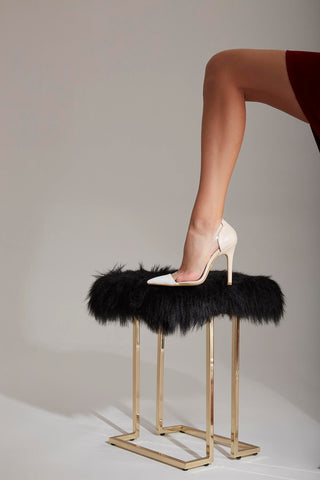 Sofia Şeffaf Detaylı İnce Topuk 10 Cm Beyaz Ten Stiletto