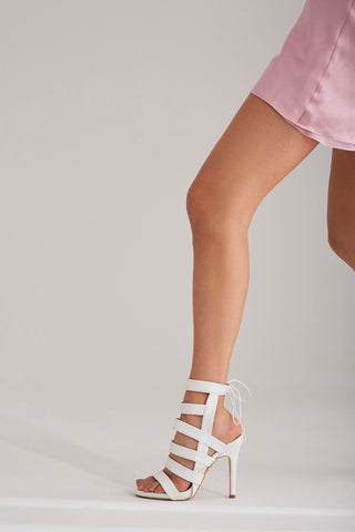 Lady Lace-Up Stiletto Heel · White Matte