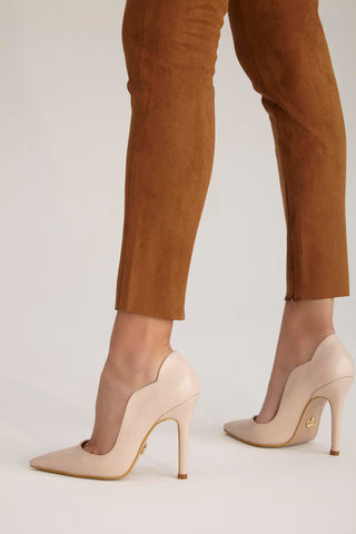 Kalp İnce Topuk 10 Cm Nude Mat Stiletto