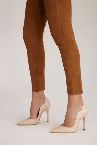 Kalp İnce Topuk 10 Cm Nude Mat Stiletto