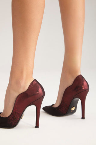 Kalp İnce Topuk 10 Cm Bordo Stiletto