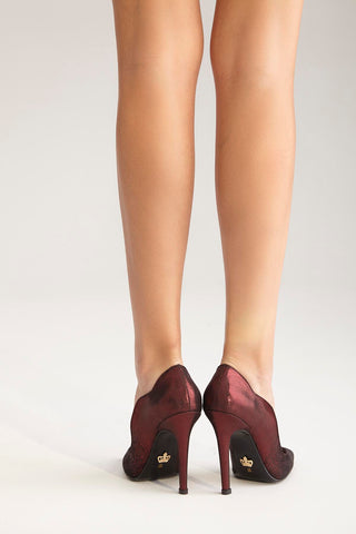 Kalp İnce Topuk 10 Cm Bordo Stiletto