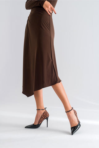Bluma Bilekten Bantlı İnce Topuk 10 Cm Siyah Leopar Stiletto