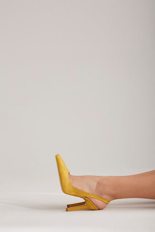 Monica Süet İnce Topuk 10 Cm Hardal Süet Stiletto