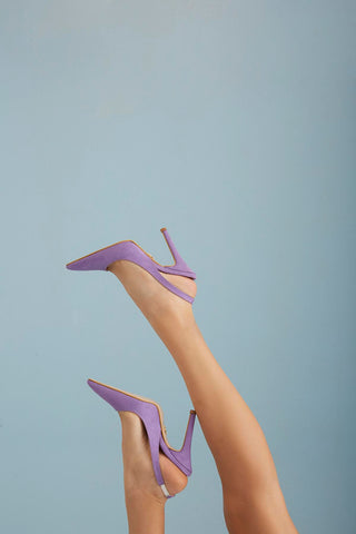 Monica Süet İnce Topuk 10 Cm Lila Süet Stiletto