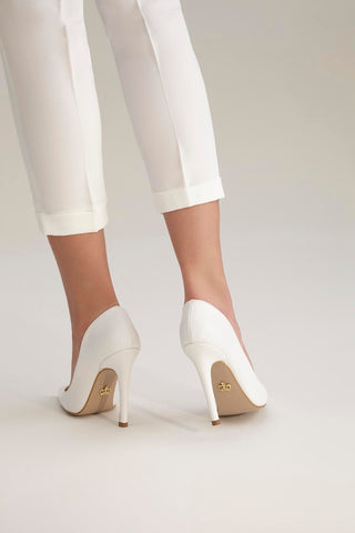 153 01 İnce Topuk 10 Cm Beyaz Mat Stiletto
