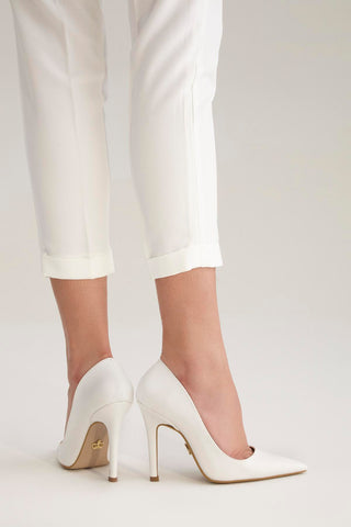 153 01 İnce Topuk 10 Cm Beyaz Mat Stiletto
