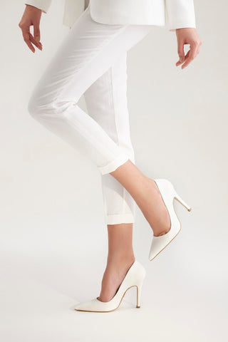 153 01 İnce Topuk 10 Cm Beyaz Mat Stiletto