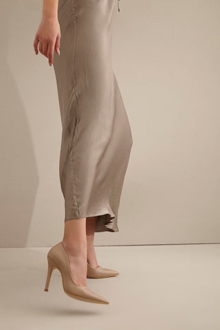 153 01 İnce Topuk 10 Cm Vizon Mat Stiletto