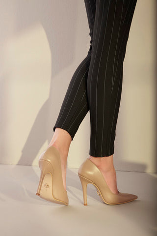 153 01 İnce Topuk 10 Cm Vizon Mat Stiletto
