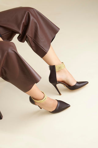 Tokyo İnce Topuk 10 Cm Kahverengi Mat Stiletto