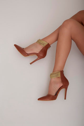 Tokyo İnce Topuk 10 Cm Taba Mat Stiletto