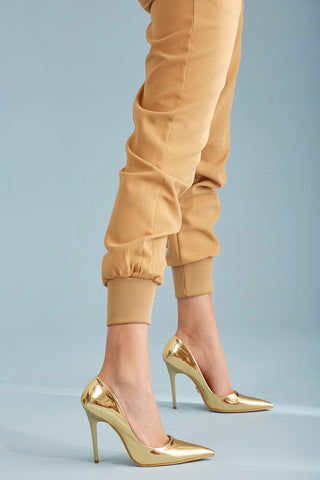 Nadja İnce Topuk 10 Cm Gold Stiletto