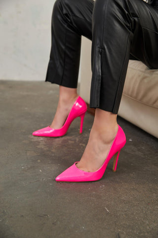 153 01 İnce Topuk 10 Cm Fuşya Rugan Stiletto