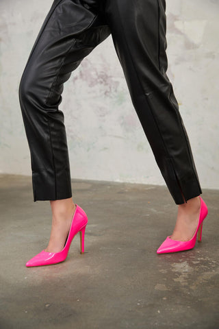 153 01 İnce Topuk 10 Cm Fuşya Rugan Stiletto