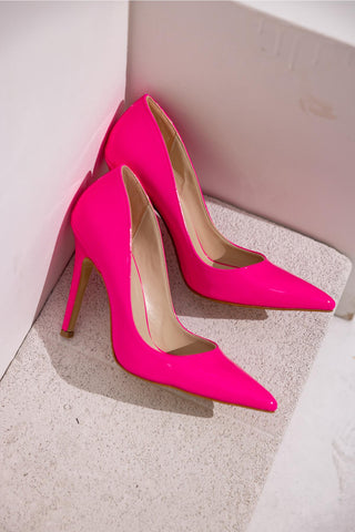 153 01 İnce Topuk 10 Cm Fuşya Rugan Stiletto