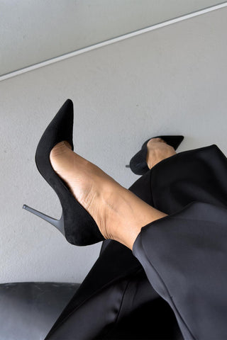 Nadja İnce Topuk 10 Cm Siyah Süet Stiletto