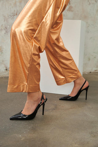 Dainty Toka Detaylı İnce Topuk 10 Cm Siyah Rugan Stiletto