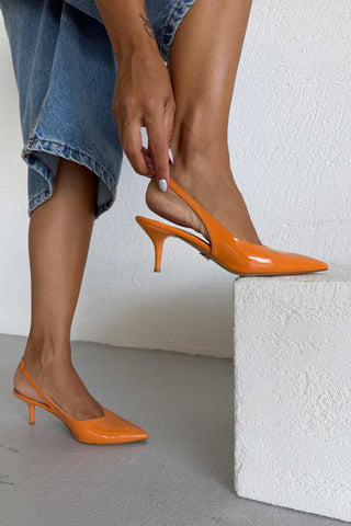 Cosy İnce Topuk 7 Cm Turuncu Rugan Stiletto