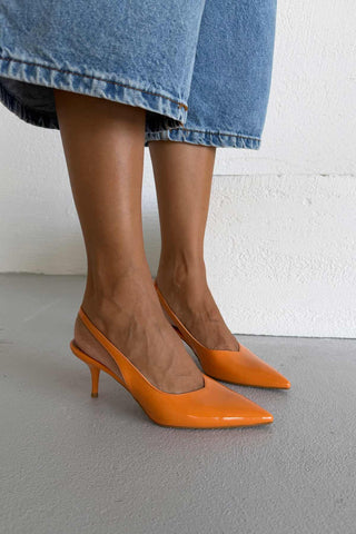 Cosy İnce Topuk 7 Cm Turuncu Rugan Stiletto
