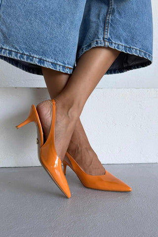 Cosy İnce Topuk 7 Cm Turuncu Rugan Stiletto
