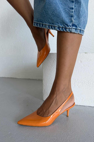 Cosy İnce Topuk 7 Cm Turuncu Rugan Stiletto