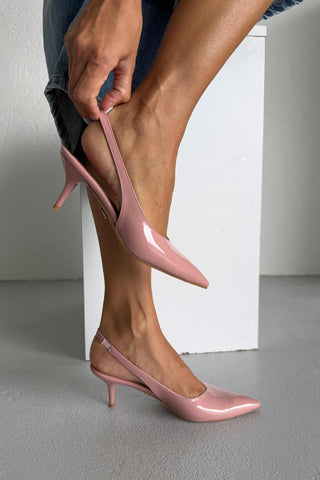 Cosy İnce Topuk 7 Cm Gül Kurusu Rugan Stiletto