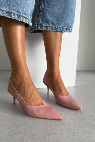 Cosy İnce Topuk 7 Cm Gül Kurusu Rugan Stiletto
