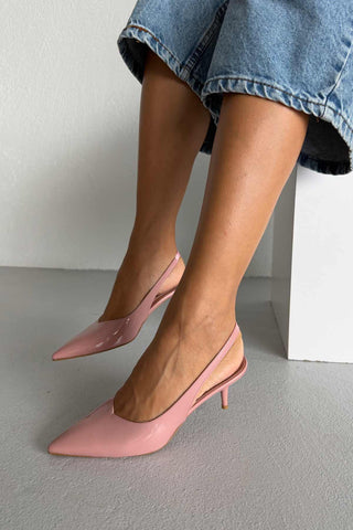 Cosy İnce Topuk 7 Cm Gül Kurusu Rugan Stiletto