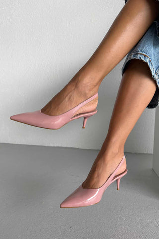 Cosy İnce Topuk 7 Cm Gül Kurusu Rugan Stiletto