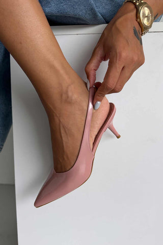Cosy İnce Topuk 7 Cm Gül Kurusu Rugan Stiletto