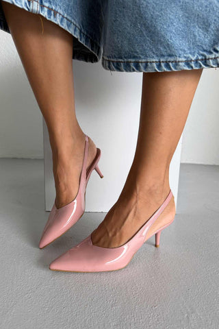 Cosy İnce Topuk 7 Cm Gül Kurusu Rugan Stiletto