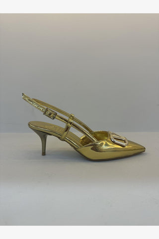 Tiny Liva V Detaylı İnce Topuk 7 Cm Gold Stiletto