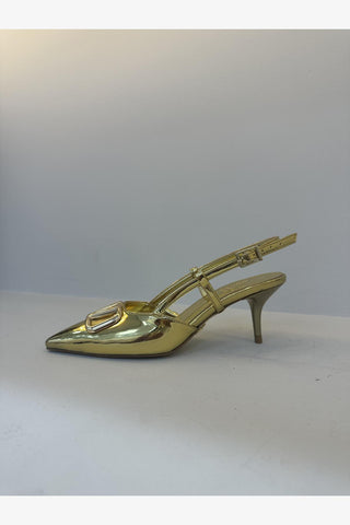 Tiny Liva V Detaylı İnce Topuk 7 Cm Gold Stiletto