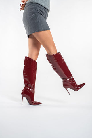Rakkas İnce Topuk 10 Cm Cherry Çizme