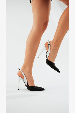 Henley İnce Topuk 10 Cm Siyah Beyaz Stiletto