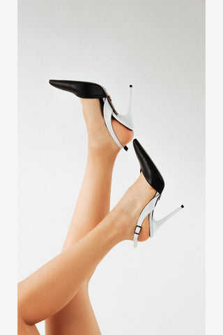 Henley İnce Topuk 10 Cm Siyah Beyaz Stiletto
