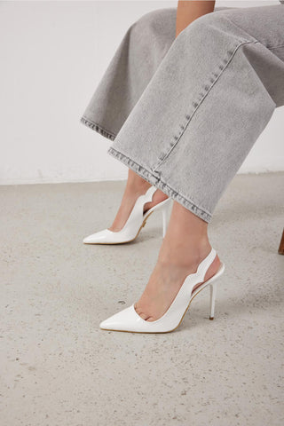 Elisa İnce Topuk 10 Cm Beyaz Rugan Stiletto