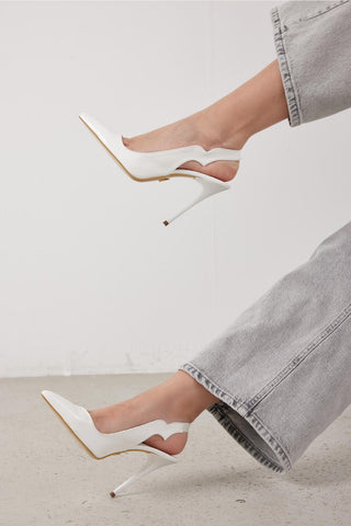 Elisa Stiletto Court Shoe · White Patent