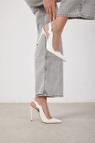 Elisa Stiletto Court Shoe · White Patent