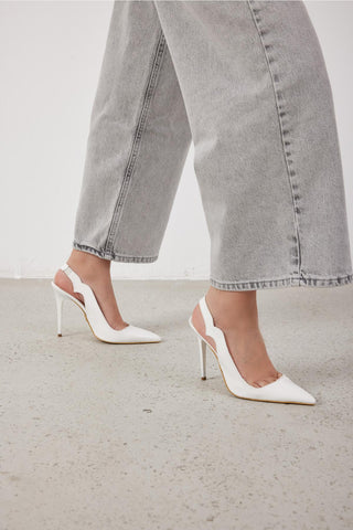 Elisa Stiletto Court Shoe · White Patent