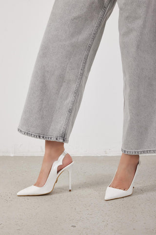 Elisa Stiletto Court Shoe · White Patent