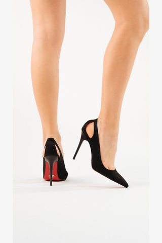 Capri İnce Topuk 10 Cm Siyah Süet Stiletto
