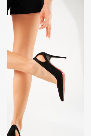 Capri İnce Topuk 10 Cm Siyah Süet Stiletto