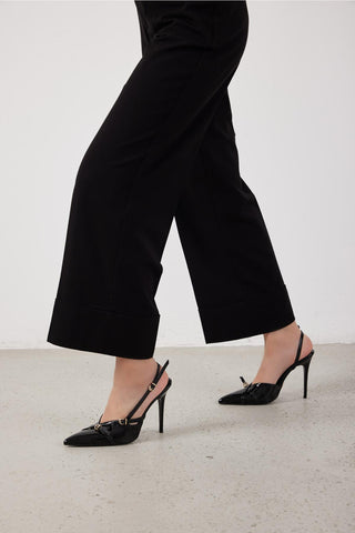 Lani Buckled Stiletto Pump · Black Patent